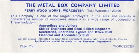 worcestershire metal box company